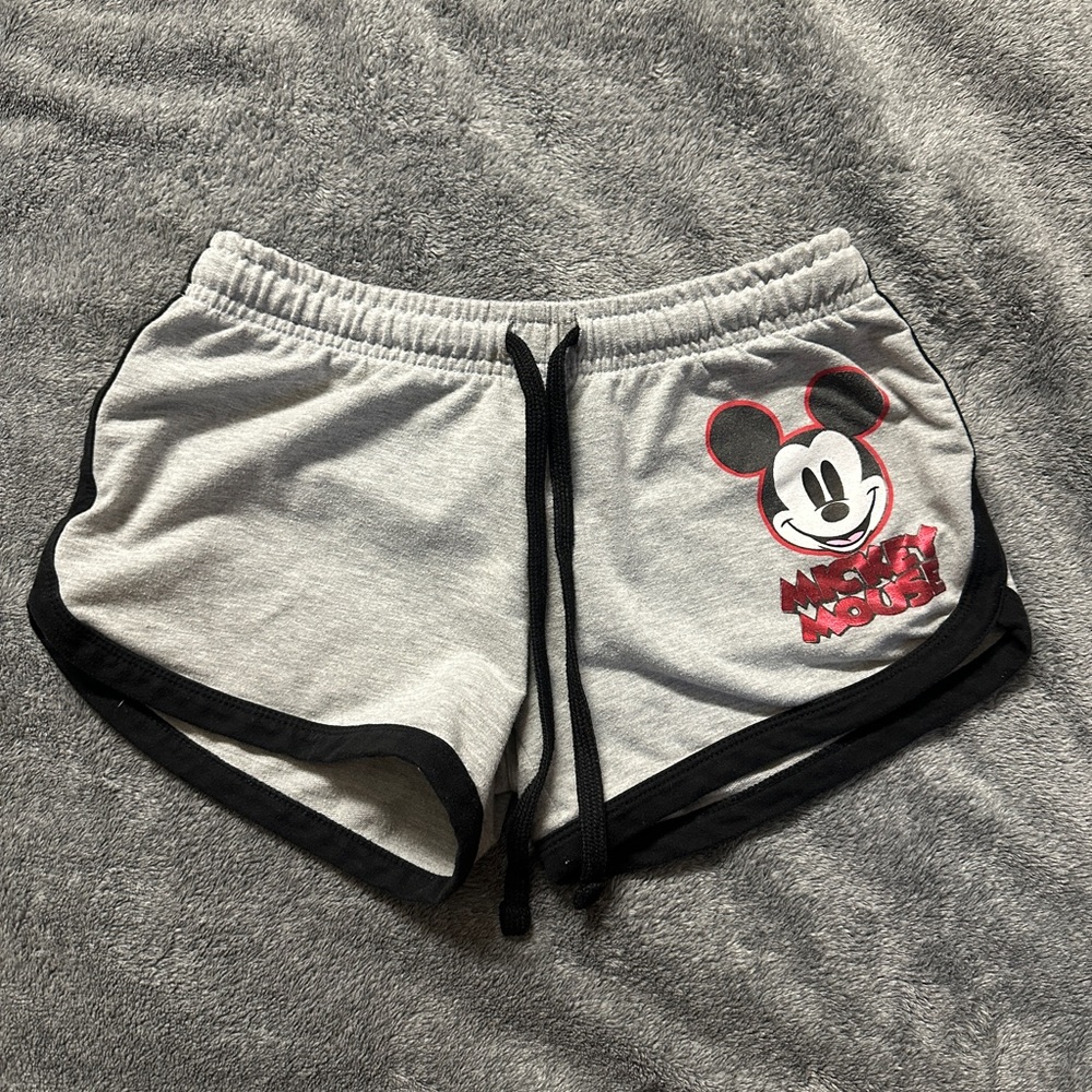 Disney Mickey Mouse Gray and Black Women's Athletic Shorts